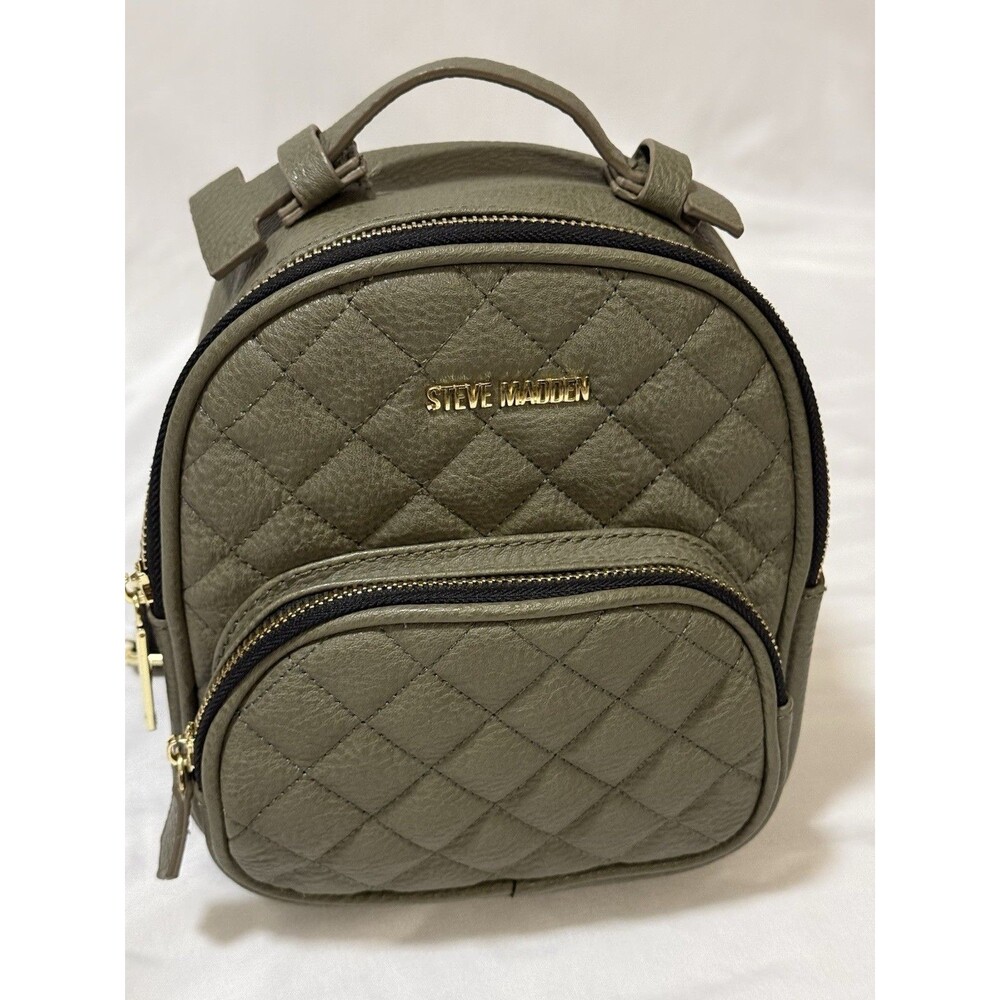Steve Madden Quilted Mini Backpack - Olive Green
